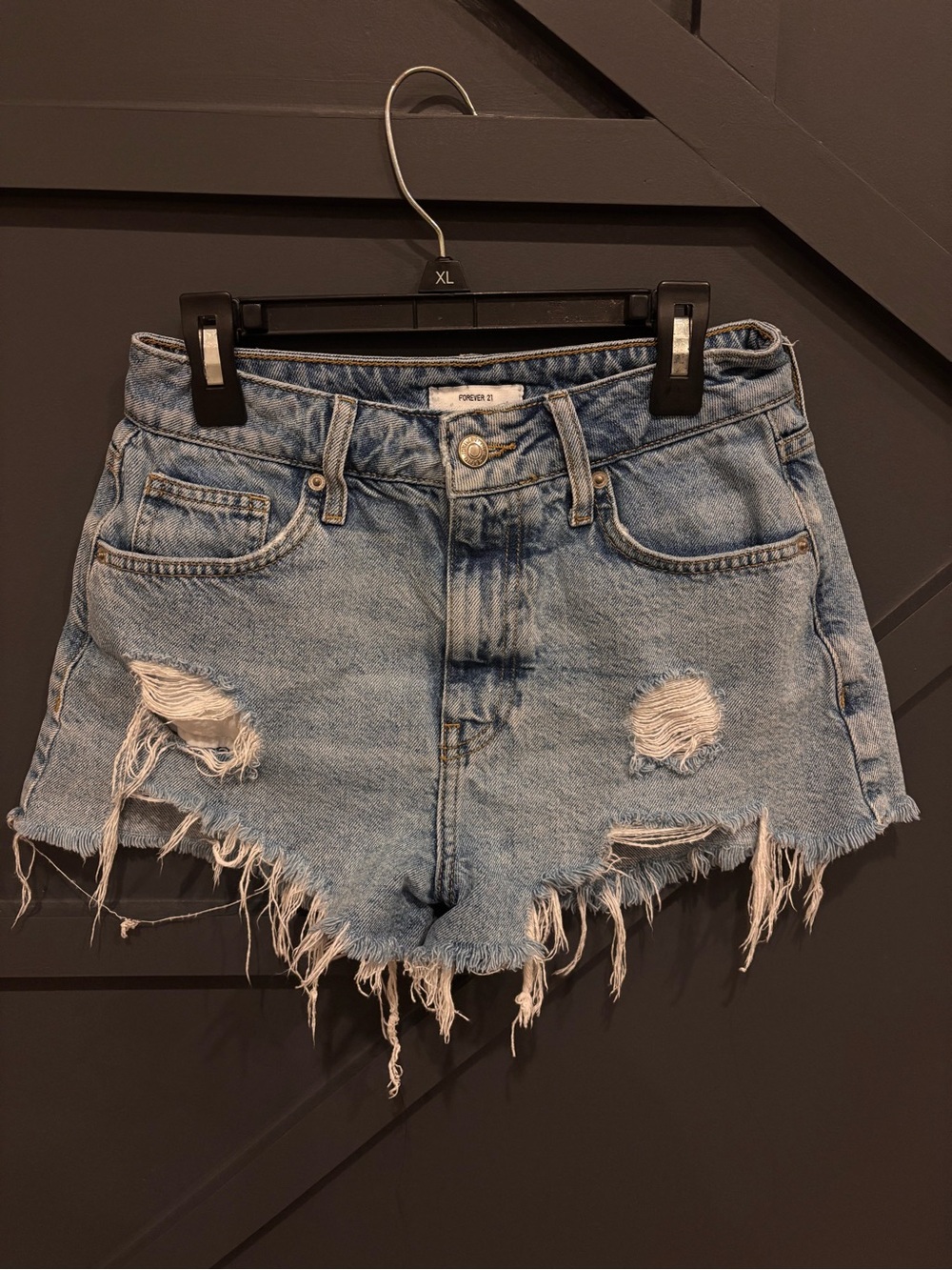 Forever 21 Light Blue Distressed Denim Cutoff Shorts